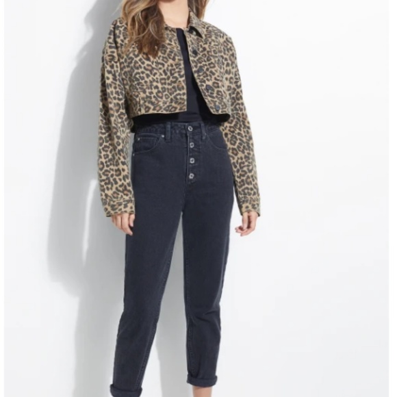 LEOPARD CROPPED DENIM JACKET - Picture 4 of 4